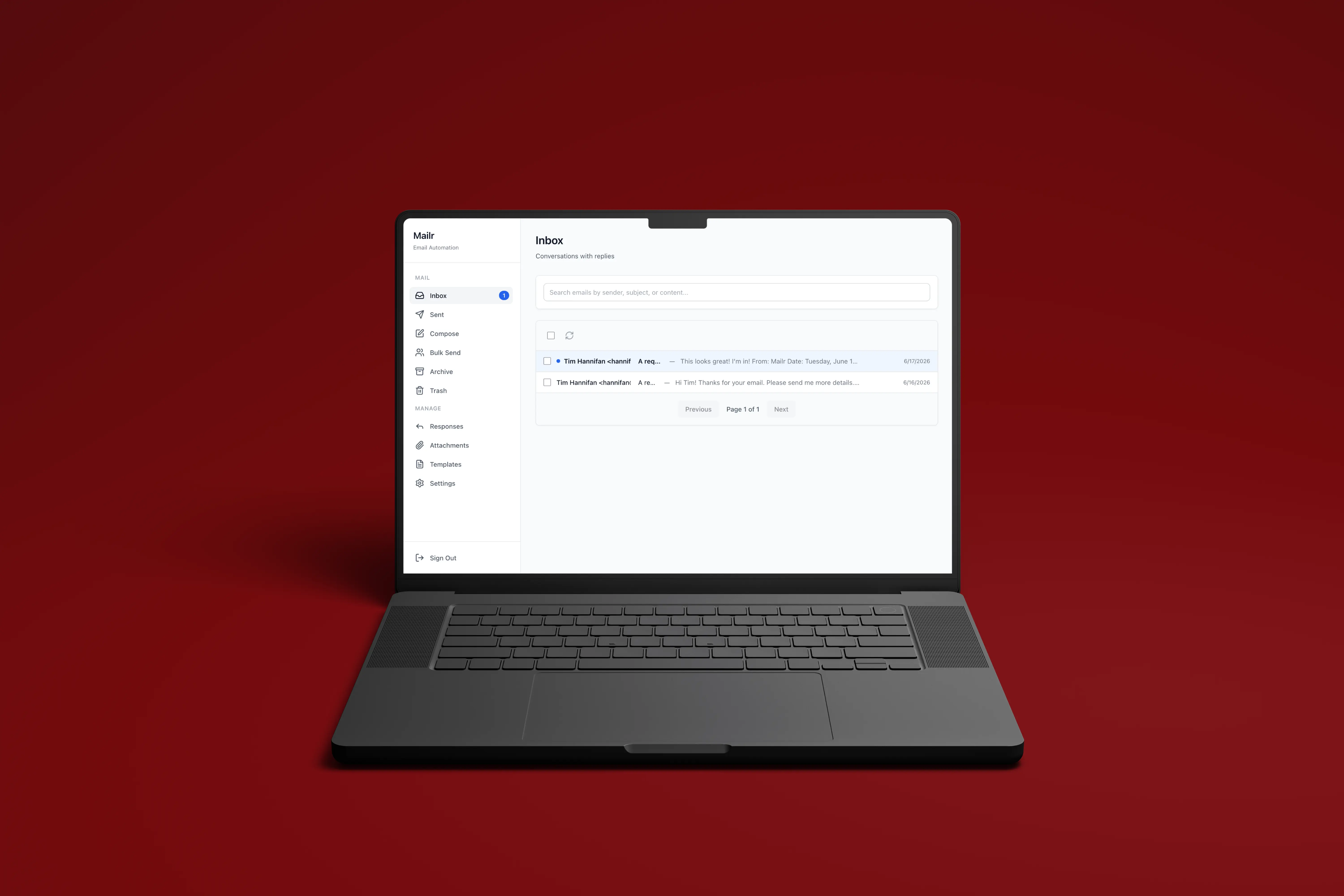 Mailr product preview